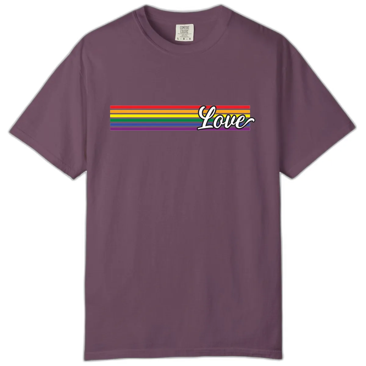 Love Pride Rainbow Stripes Comfort Color in Berry