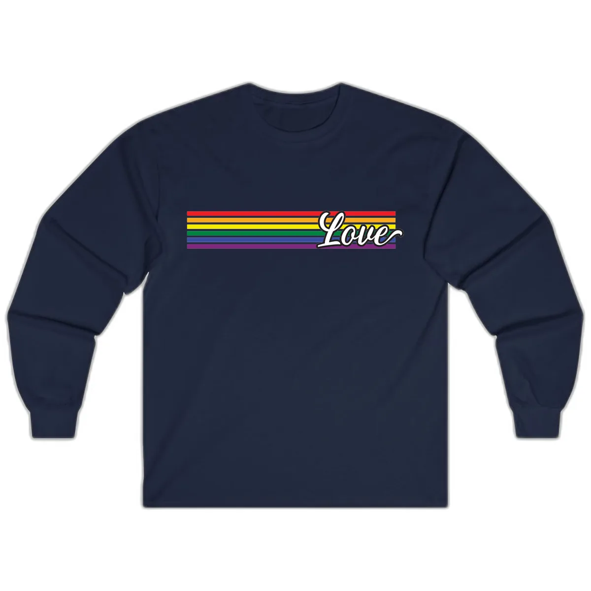 Love Pride Rainbow Stripes Long Sleeve in Navy