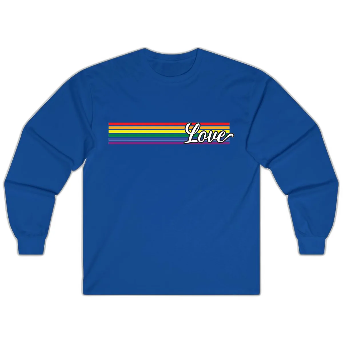 Love Pride Rainbow Stripes Long Sleeve in Royal