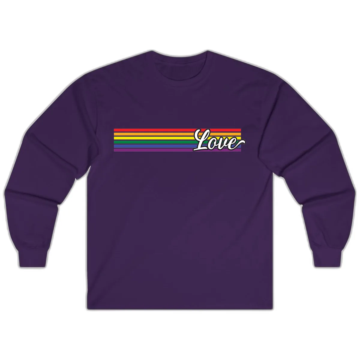 Love Pride Rainbow Stripes Long Sleeve in Purple