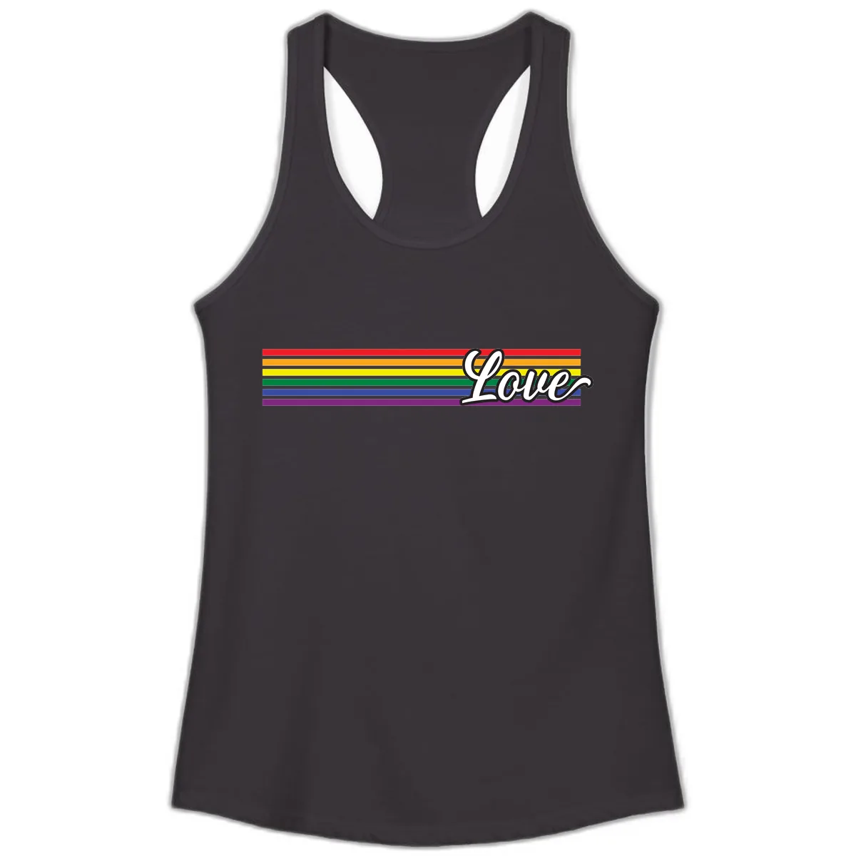 Love Pride Rainbow Stripes Ladies Tank in Black
