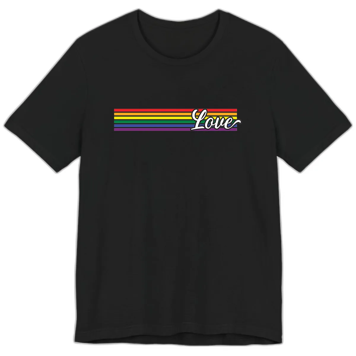 Love Pride Rainbow Stripes Premium T-Shirt in Black