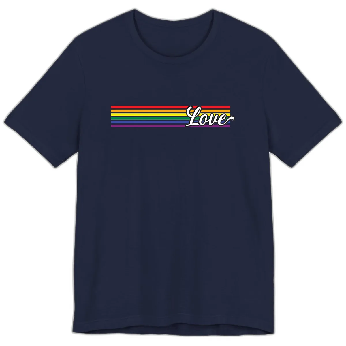 Love Pride Rainbow Stripes Premium T-Shirt in Navy
