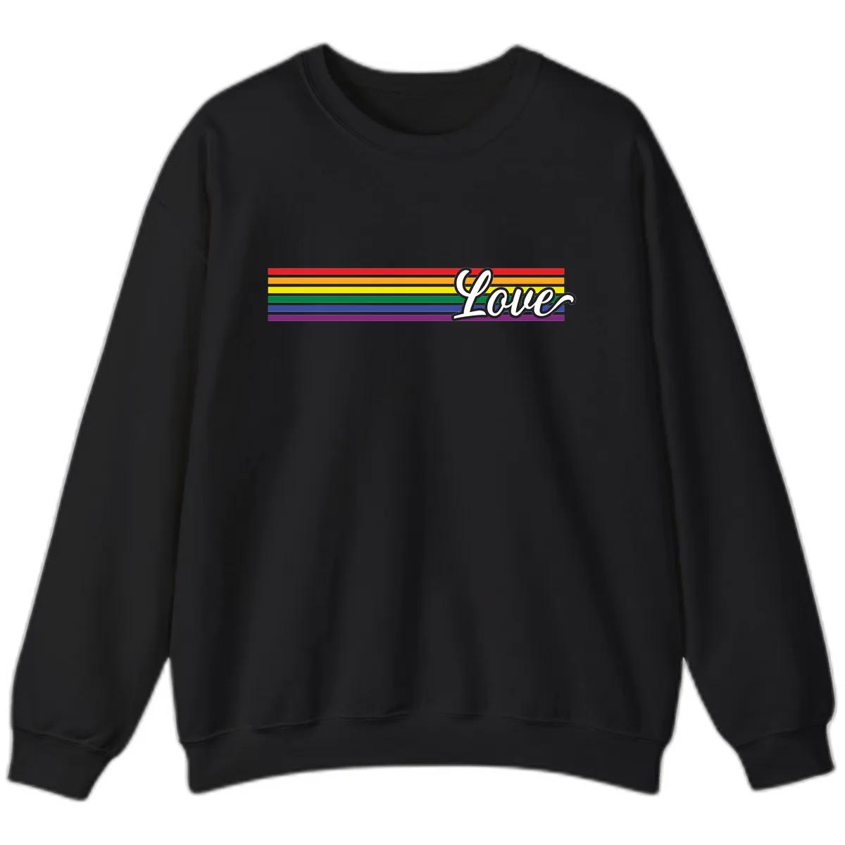 Love Pride Rainbow Stripes Sweatshirt in Black