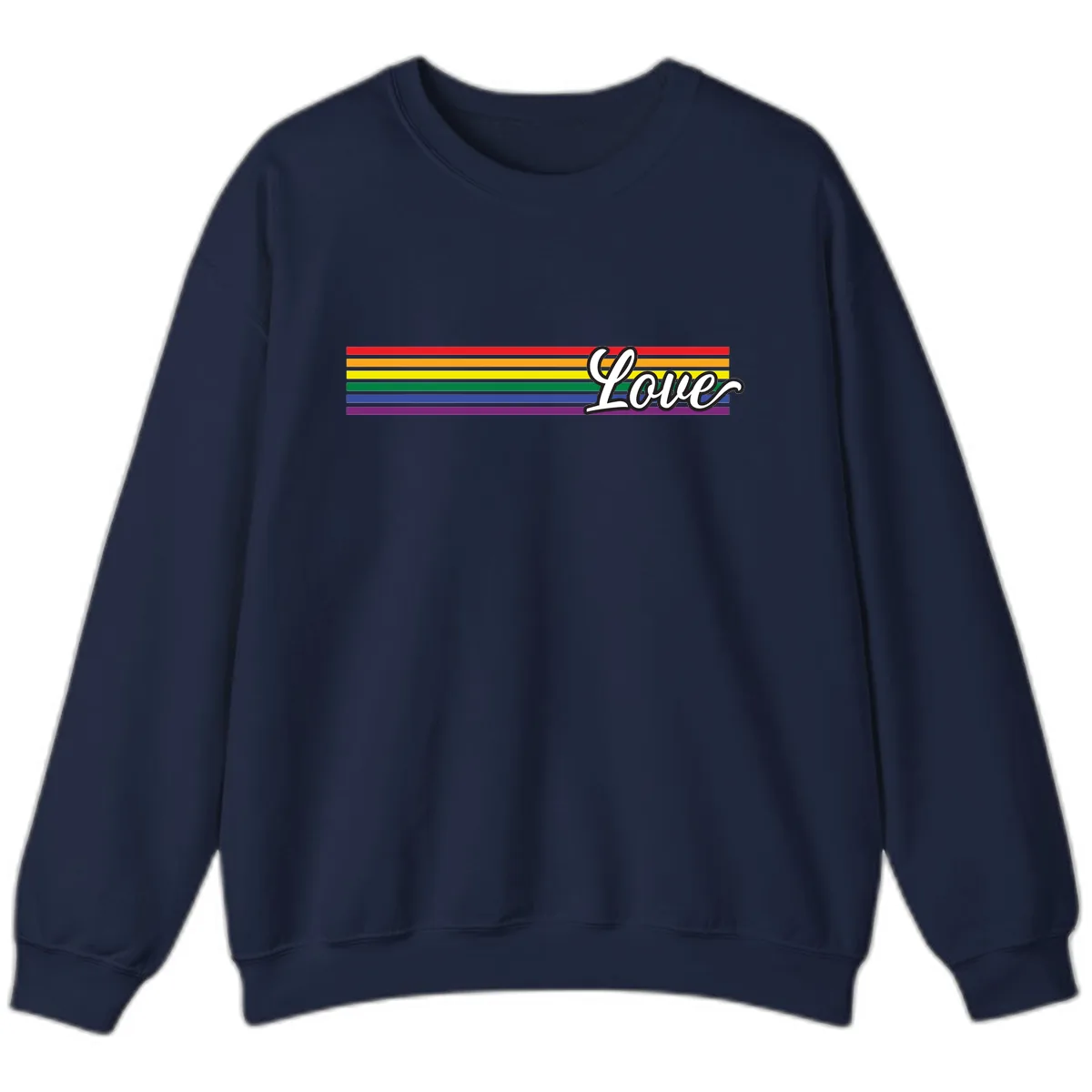 Love Pride Rainbow Stripes Sweatshirt in Navy