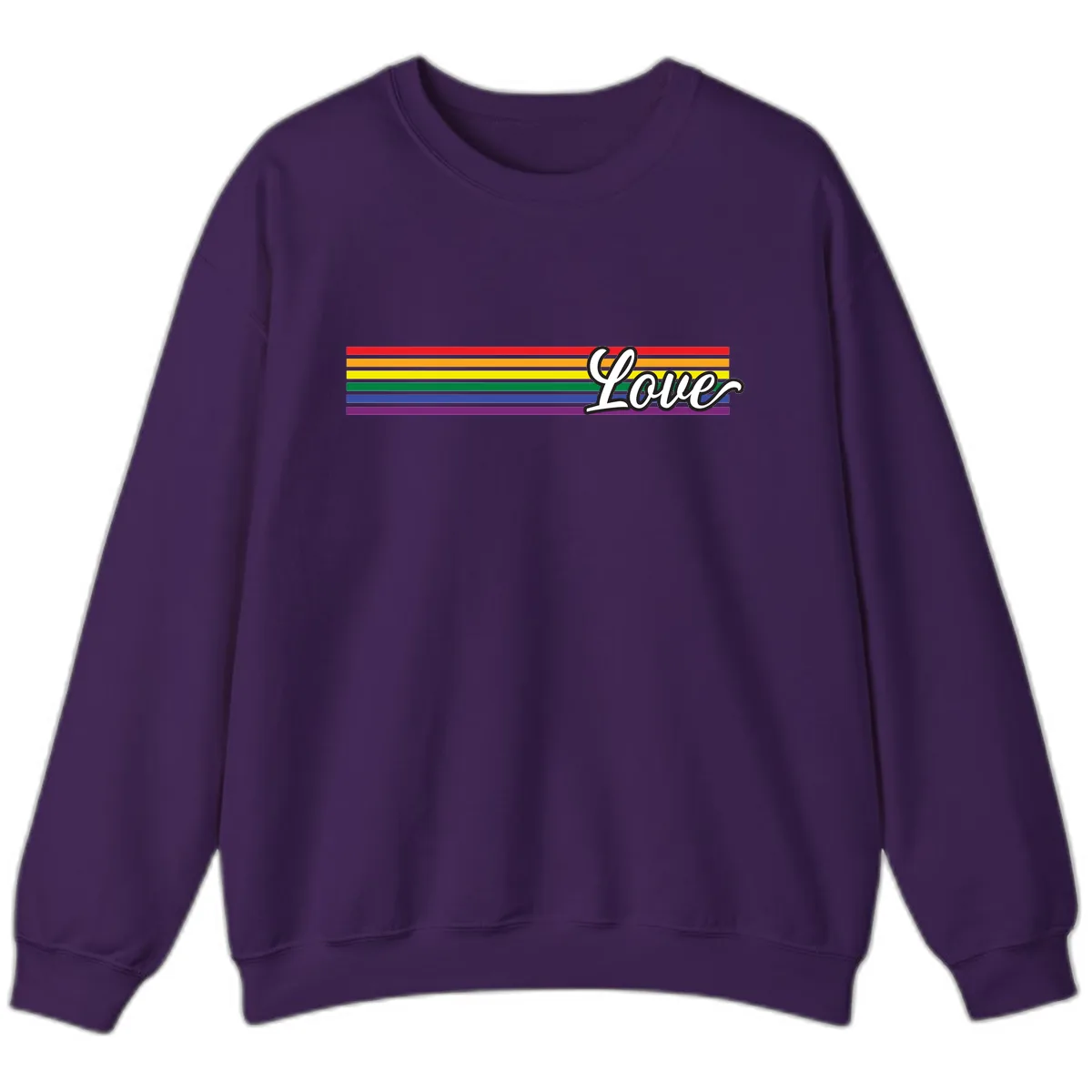 Love Pride Rainbow Stripes Sweatshirt in Purple