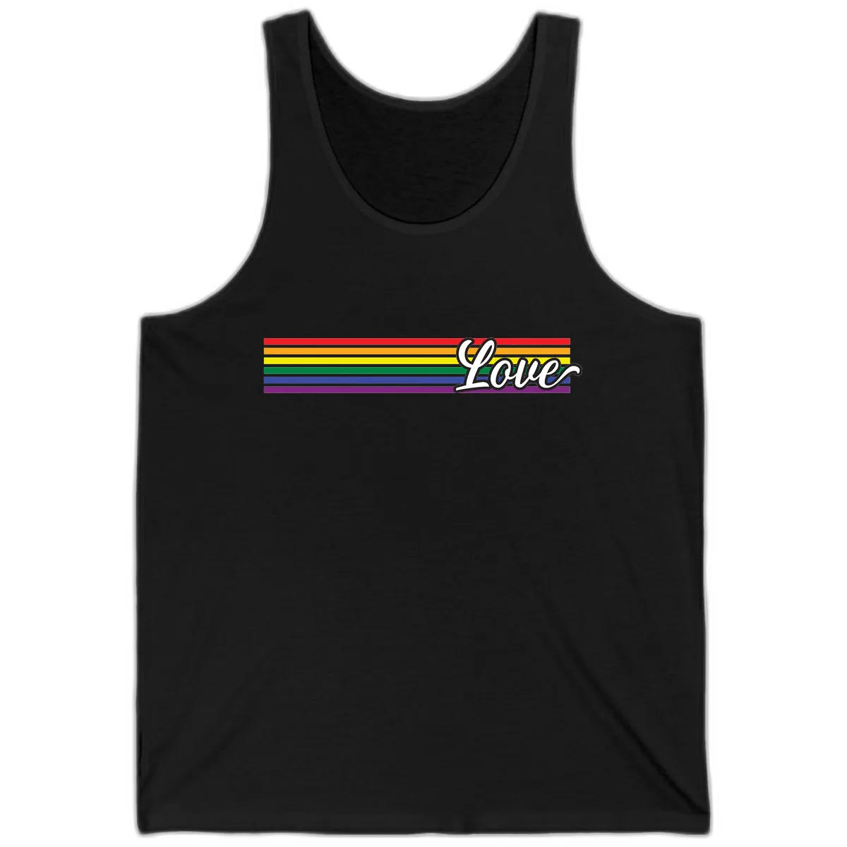 Love Pride Rainbow Stripes Tank in Black