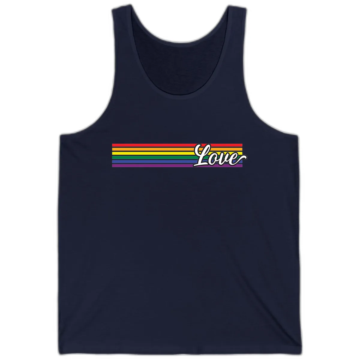 Love Pride Rainbow Stripes Tank in Navy