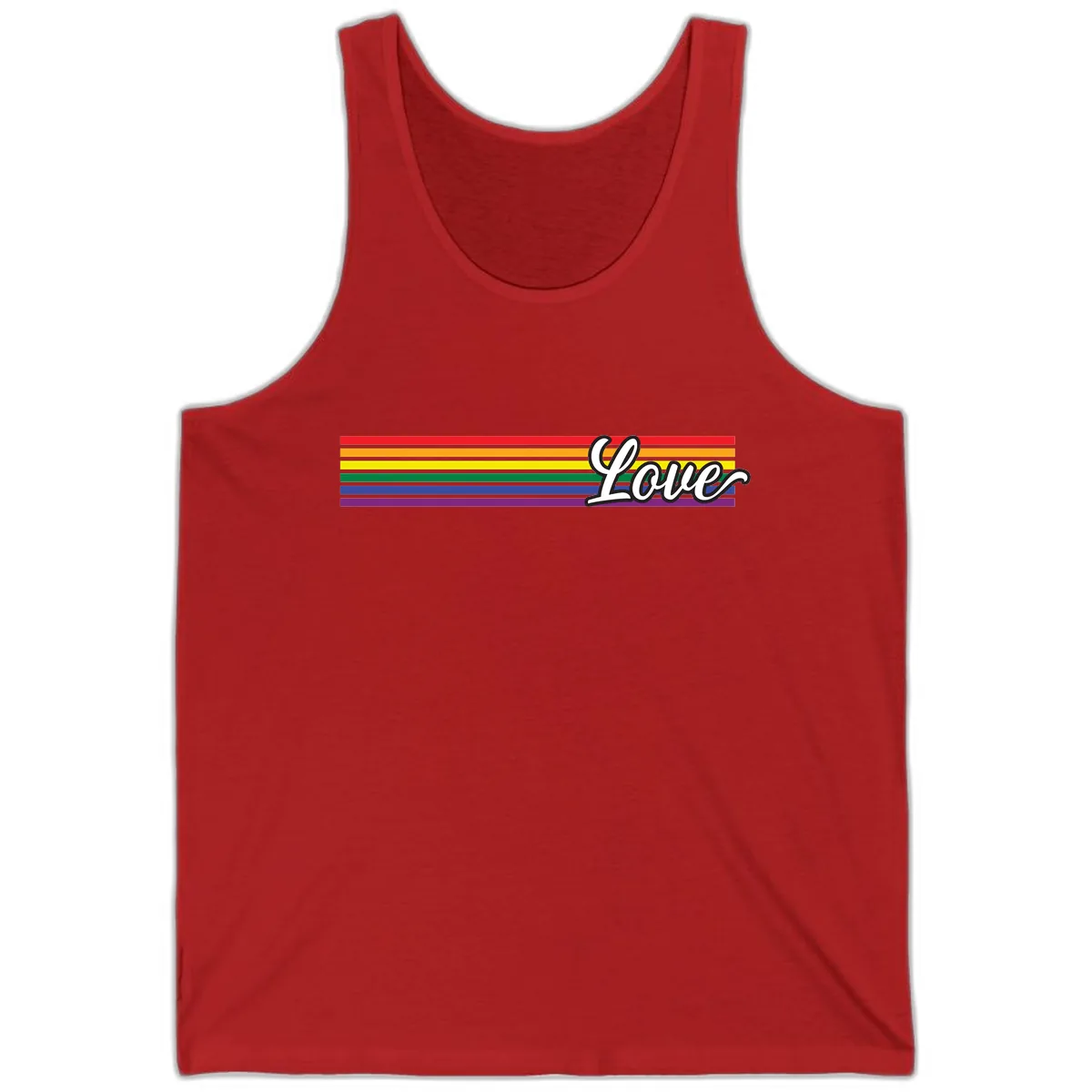 Love Pride Rainbow Stripes Tank in Red