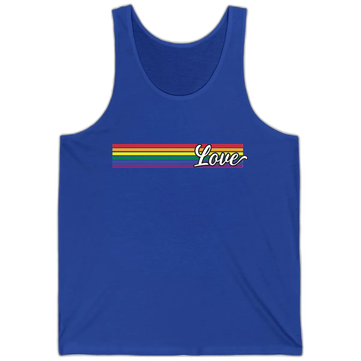 Love Pride Rainbow Stripes Tank in True Royal
