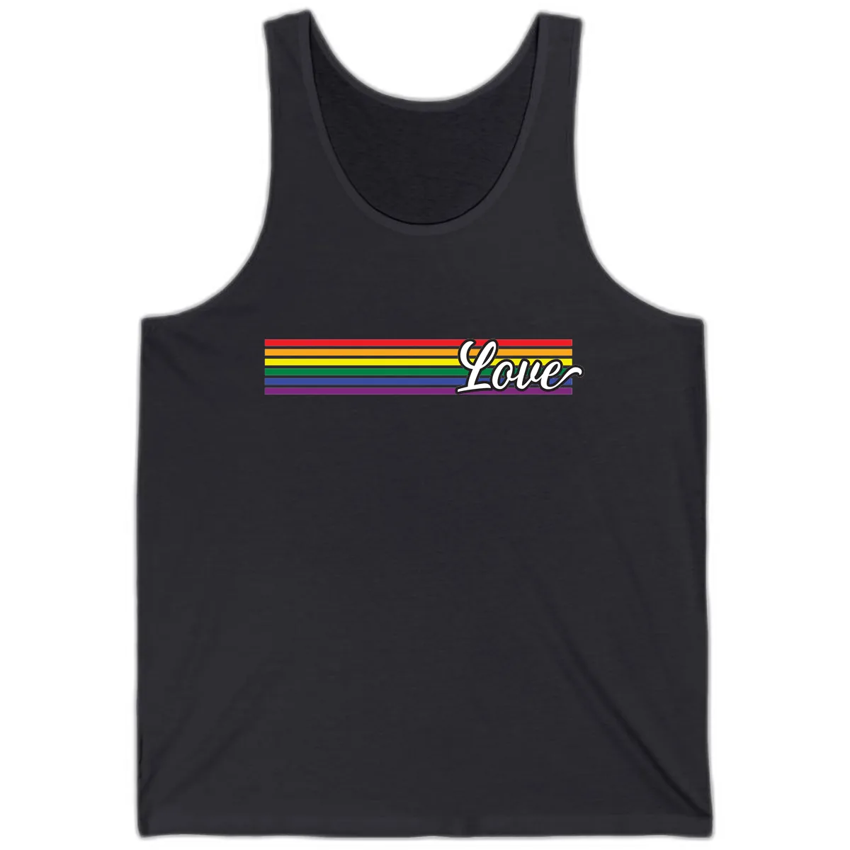 Love Pride Rainbow Stripes Tank in Dark Grey