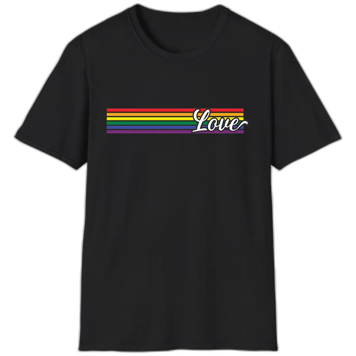 Love Pride Rainbow Stripes T-Shirt in Black