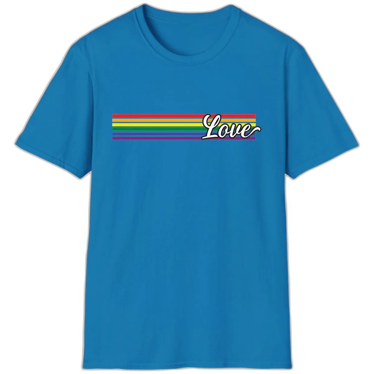 Love Pride Rainbow Stripes T-Shirt in Sapphire