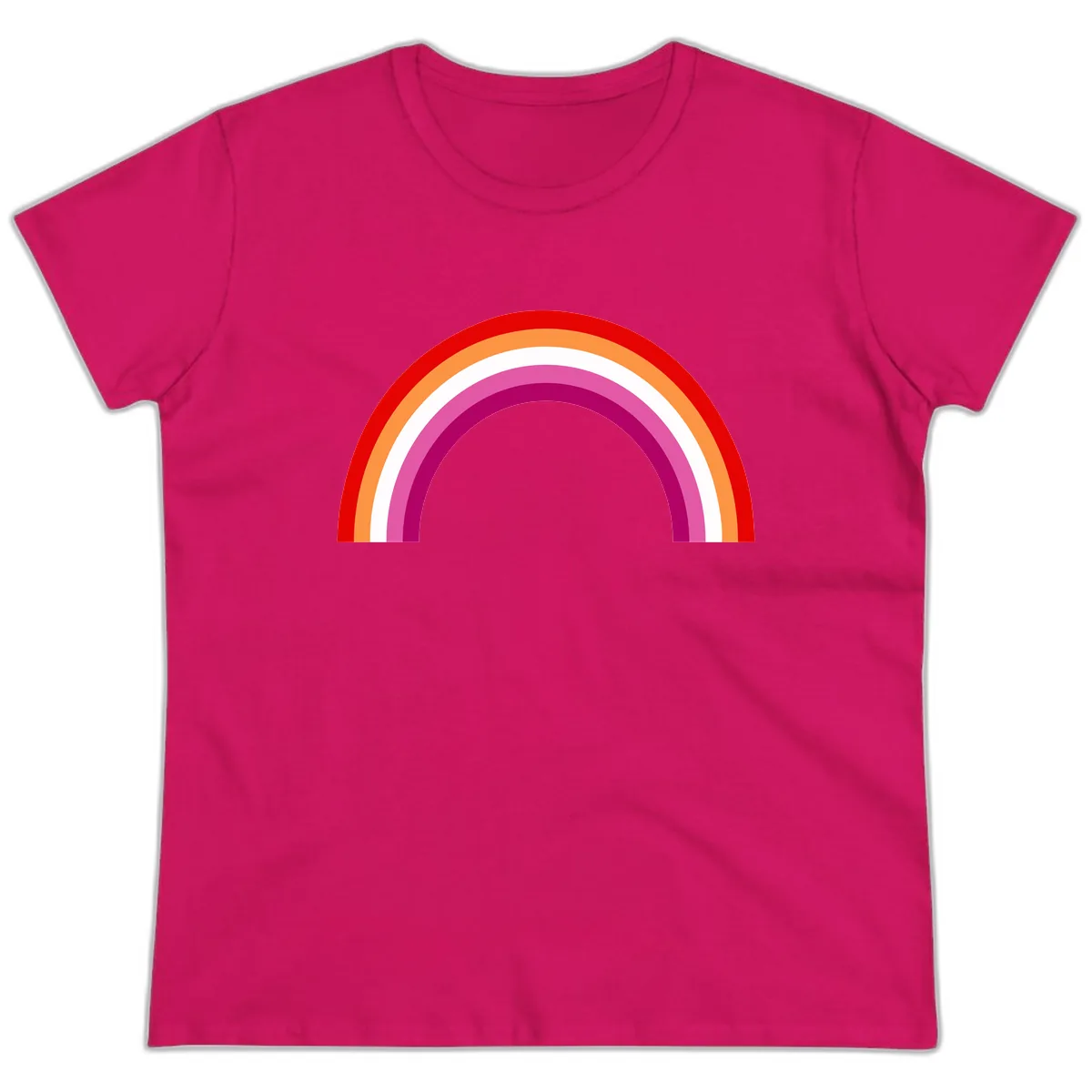 Modern Pride Rainbow Arc Ladies Tee in Heliconia