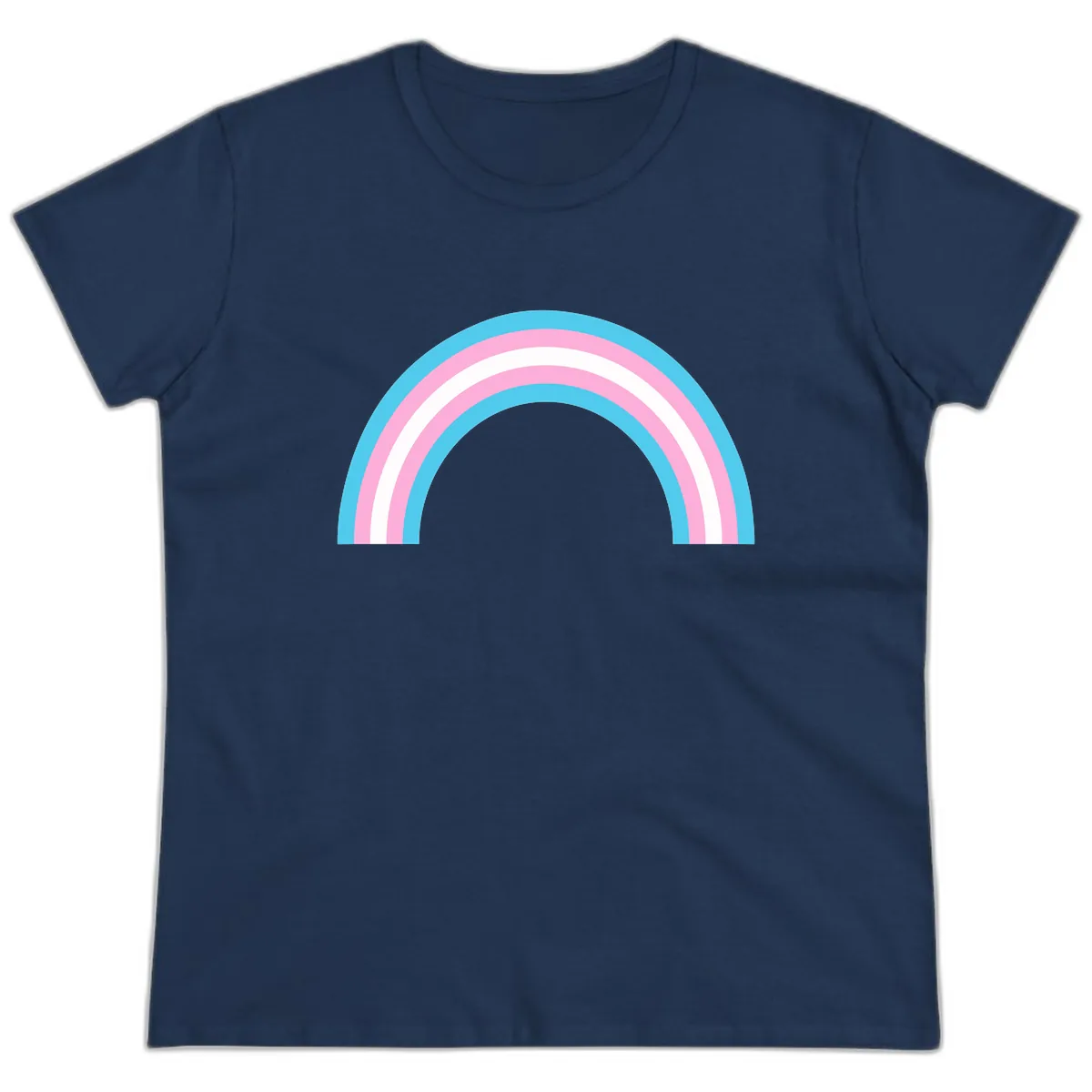 Pastel Rainbow Arch Ladies Tee in Navy