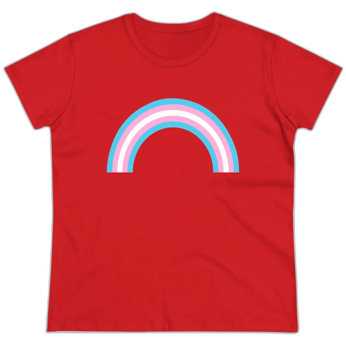 Pastel Rainbow Arch Ladies Tee in Red