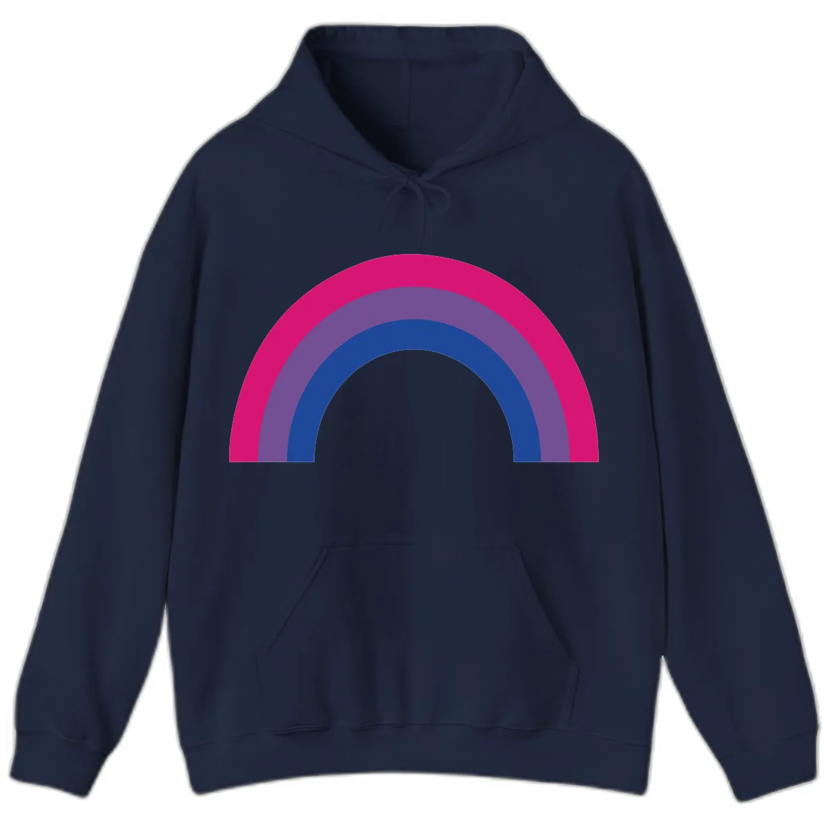 Concentric Rainbow Arc Pride Design Hoodie in Navy