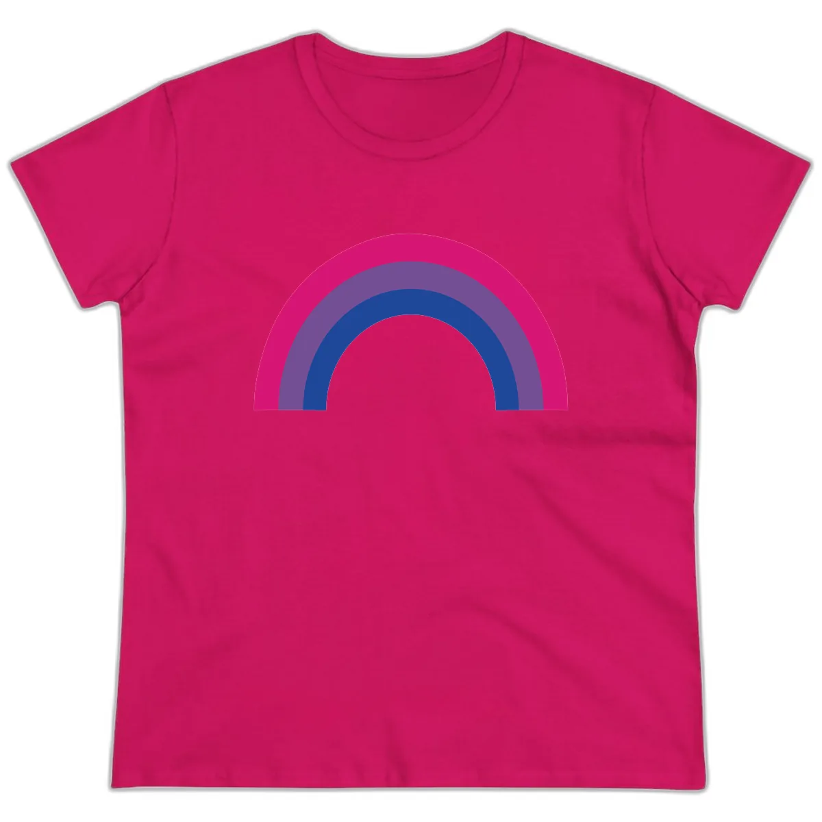 Concentric Rainbow Arc Pride Design Ladies Tee in Heliconia