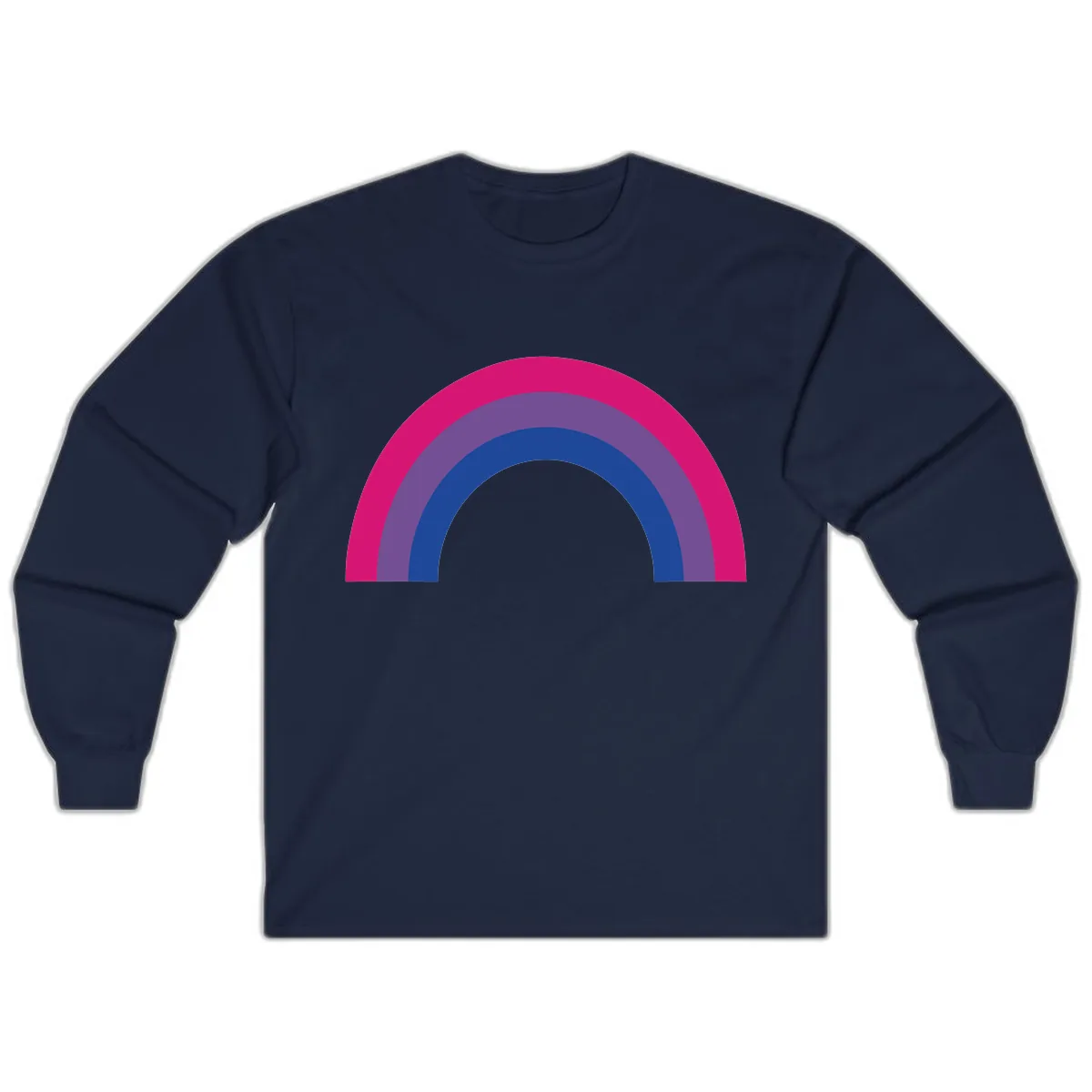 Concentric Rainbow Arc Pride Design Long Sleeve in Navy