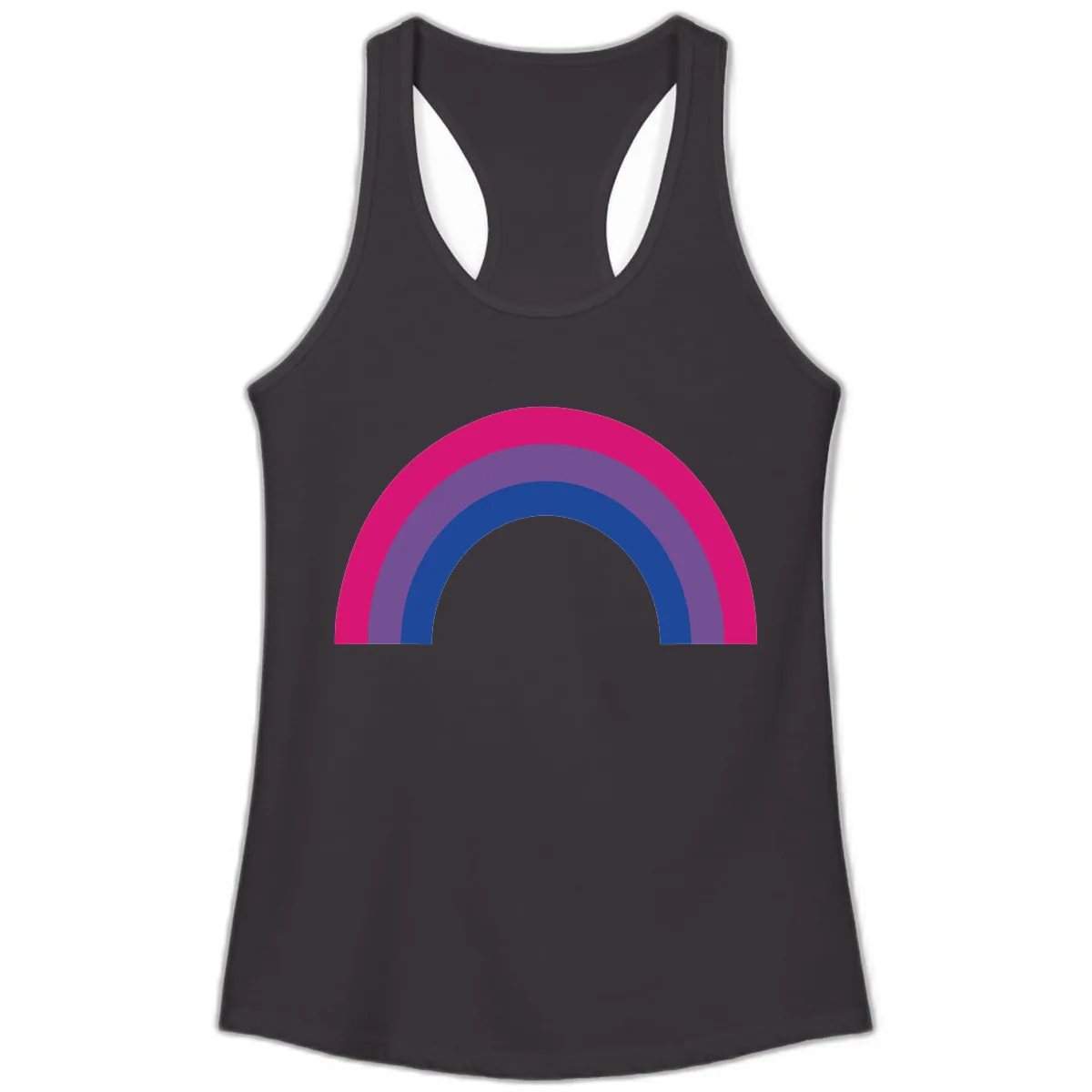 Concentric Rainbow Arc Pride Design Ladies Tank in Black