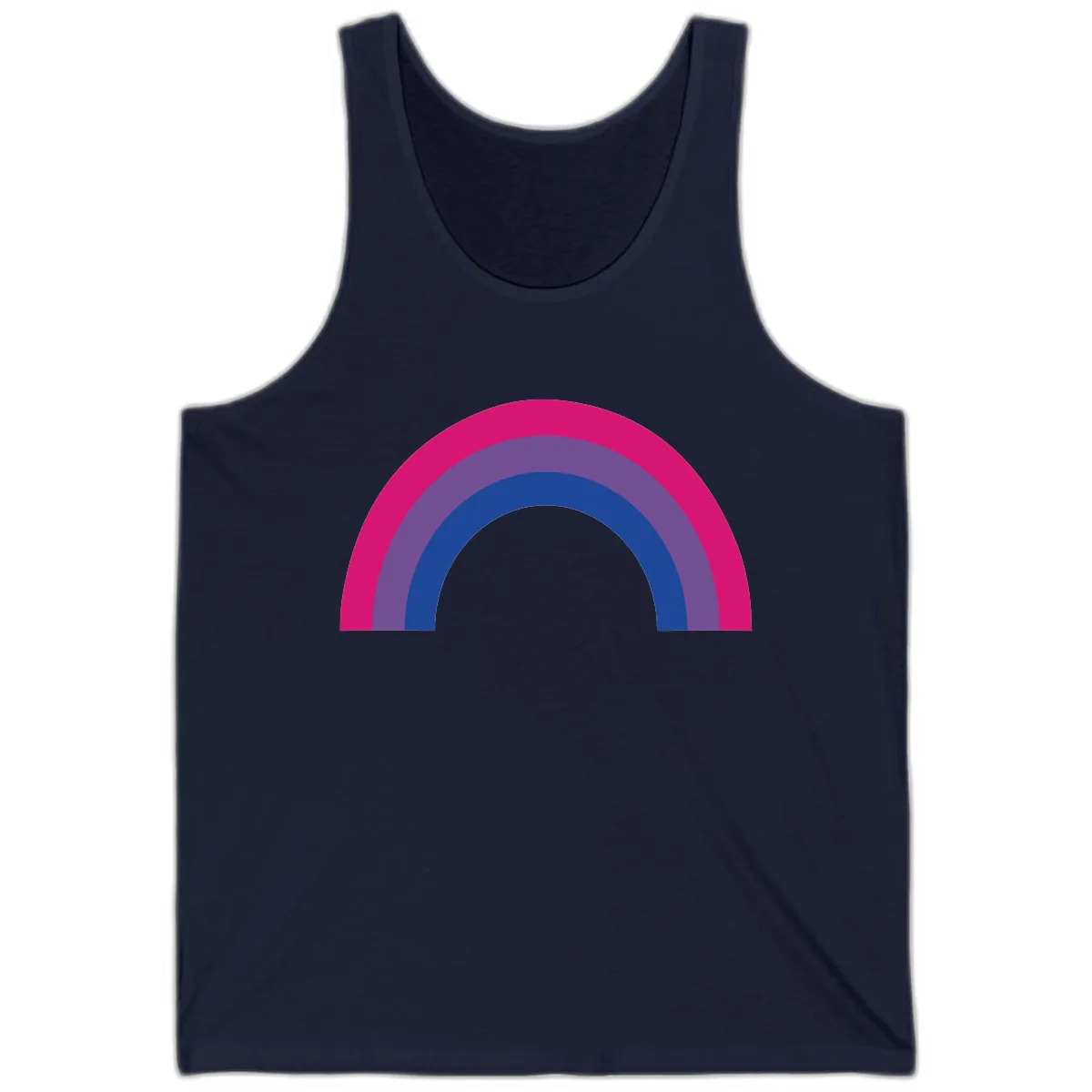 Concentric Rainbow Arc Pride Design Tank in Navy