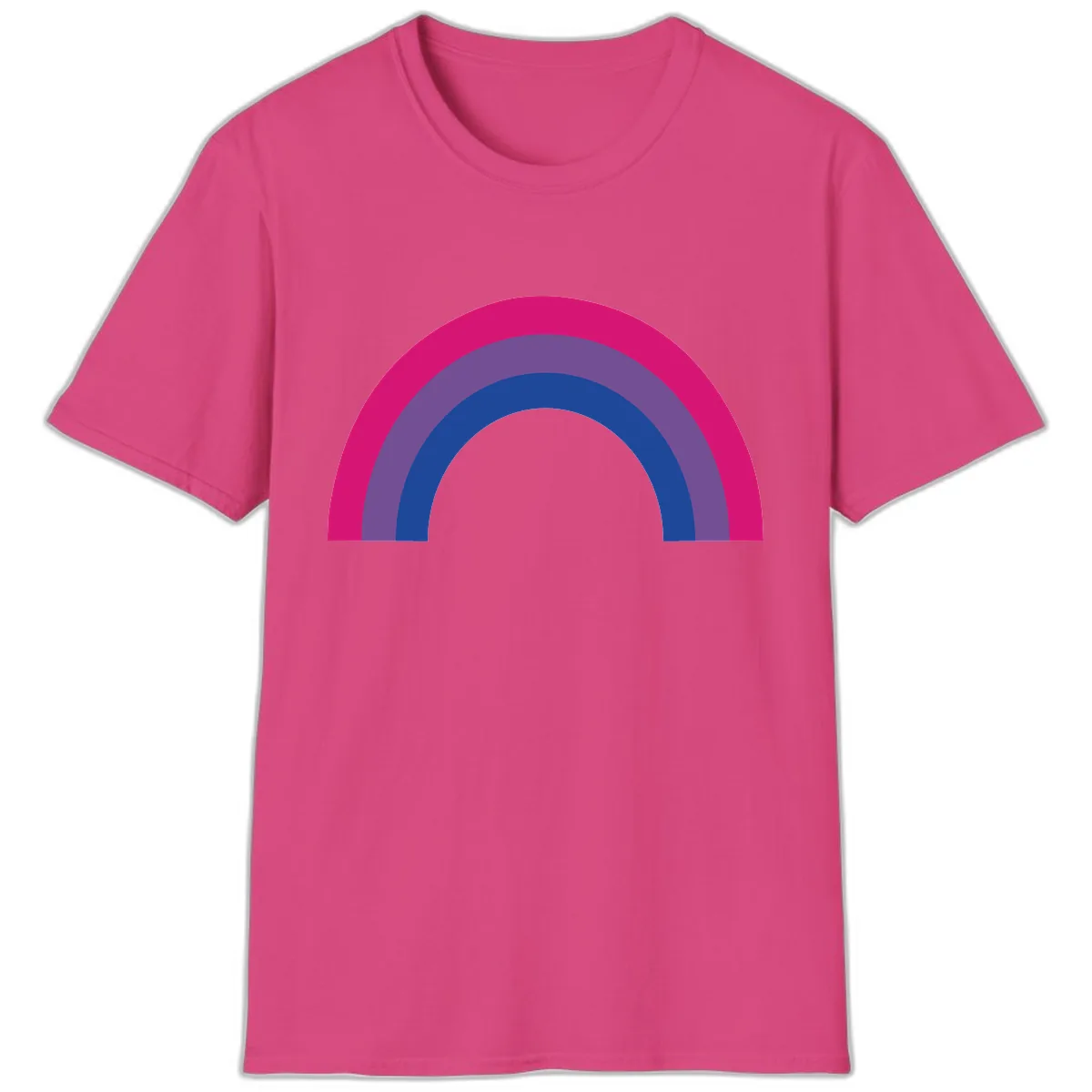 Concentric Rainbow Arc Pride Design T-Shirt in Heliconia