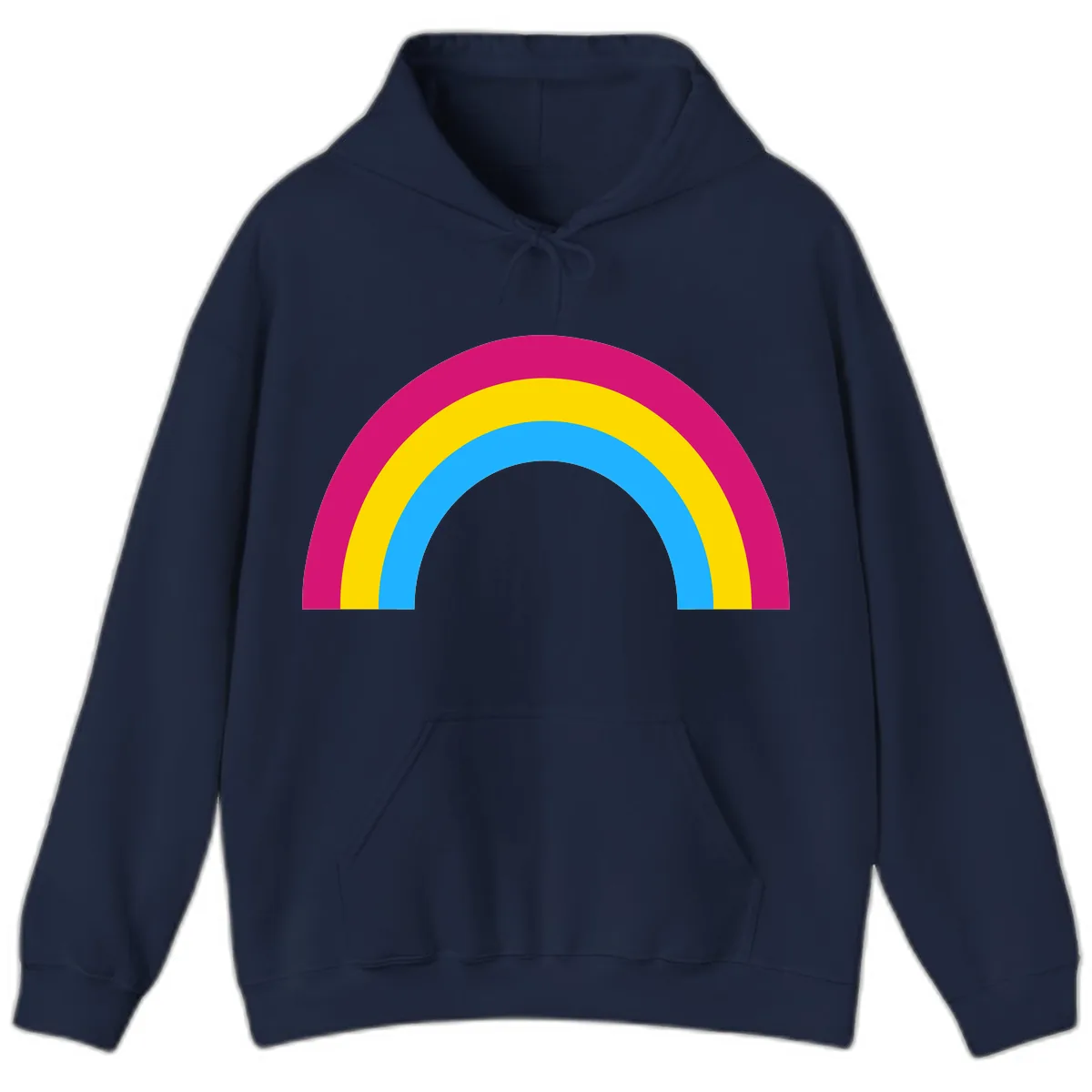 Colorful Rainbow Concentric Rings Hoodie in Navy