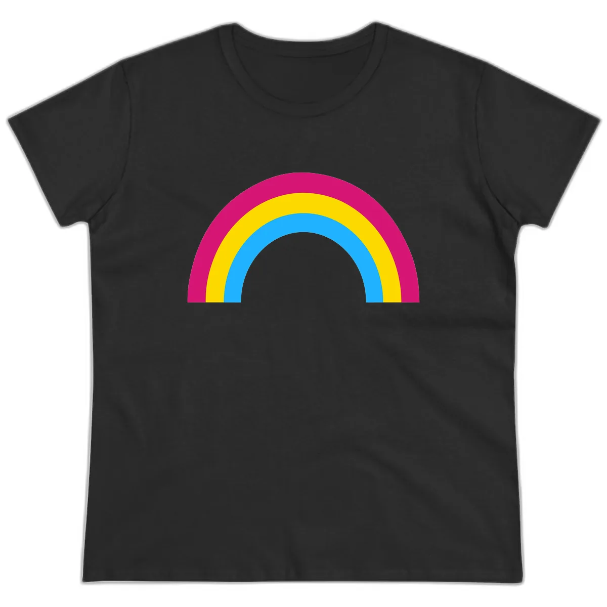 Colorful Rainbow Concentric Rings Ladies Tee in Black