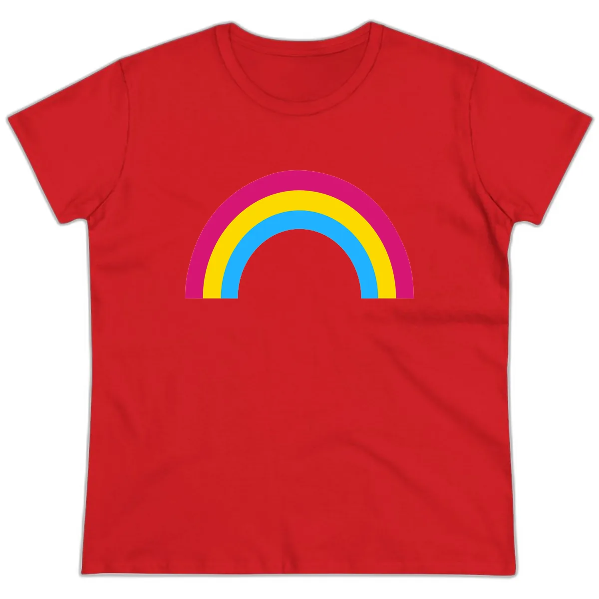 Colorful Rainbow Concentric Rings Ladies Tee in Red