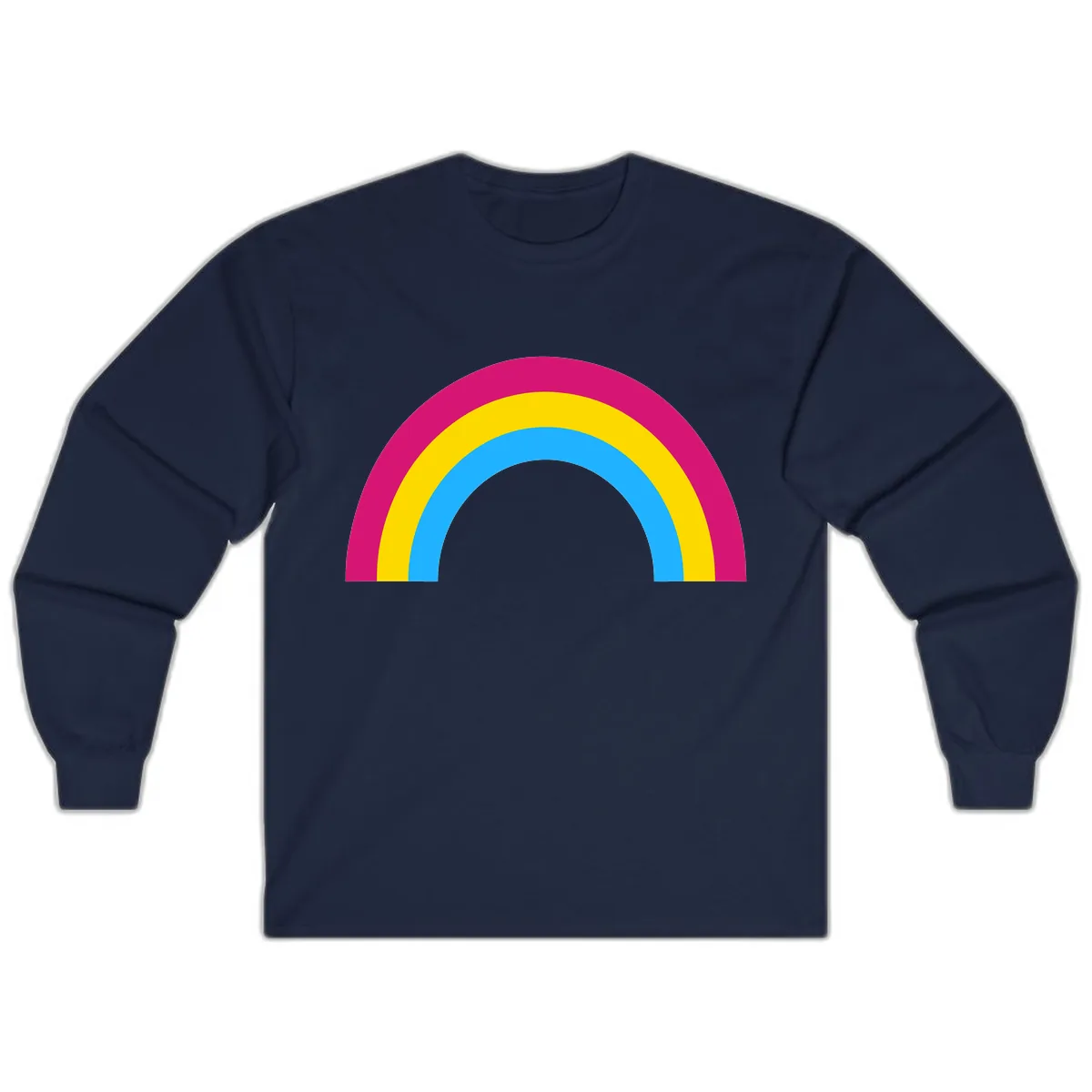 Colorful Rainbow Concentric Rings Long Sleeve in Navy
