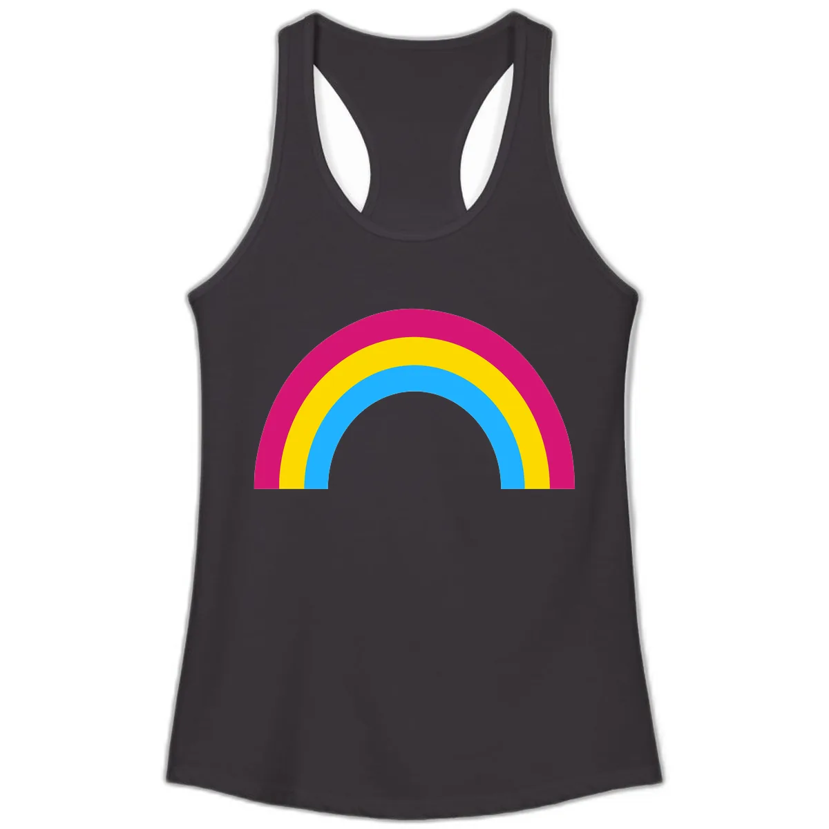 Colorful Rainbow Concentric Rings Ladies Tank in Black