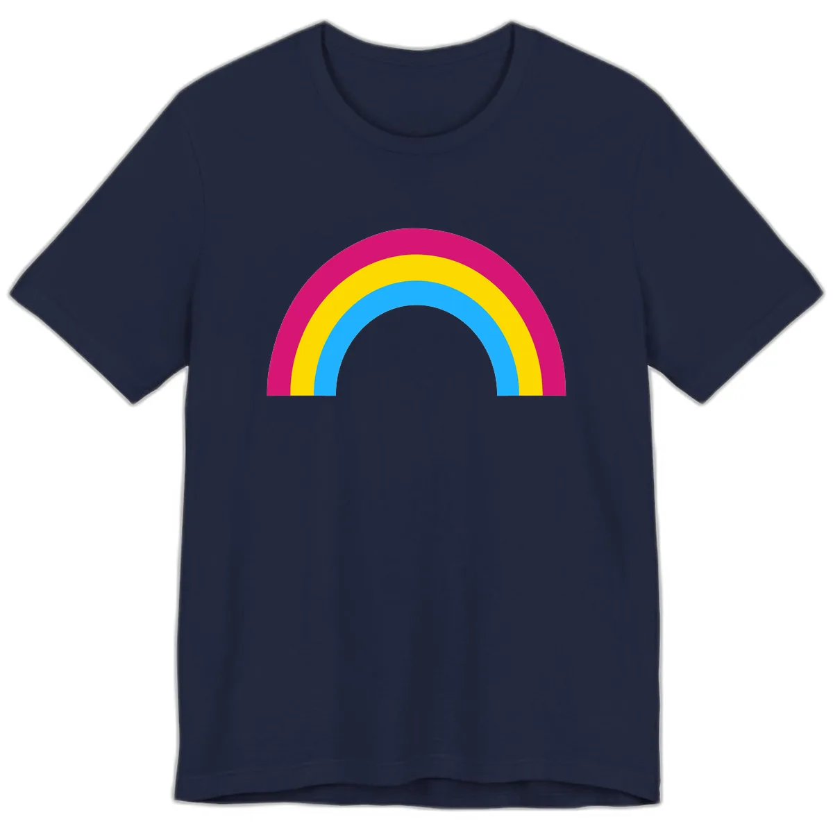 Colorful Rainbow Concentric Rings Premium T-Shirt in Navy
