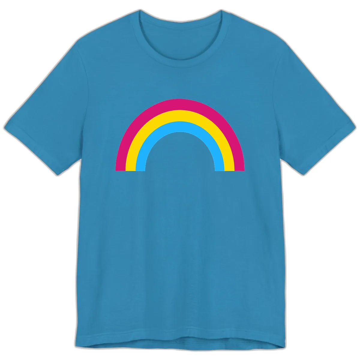 Colorful Rainbow Concentric Rings Premium T-Shirt in Aqua