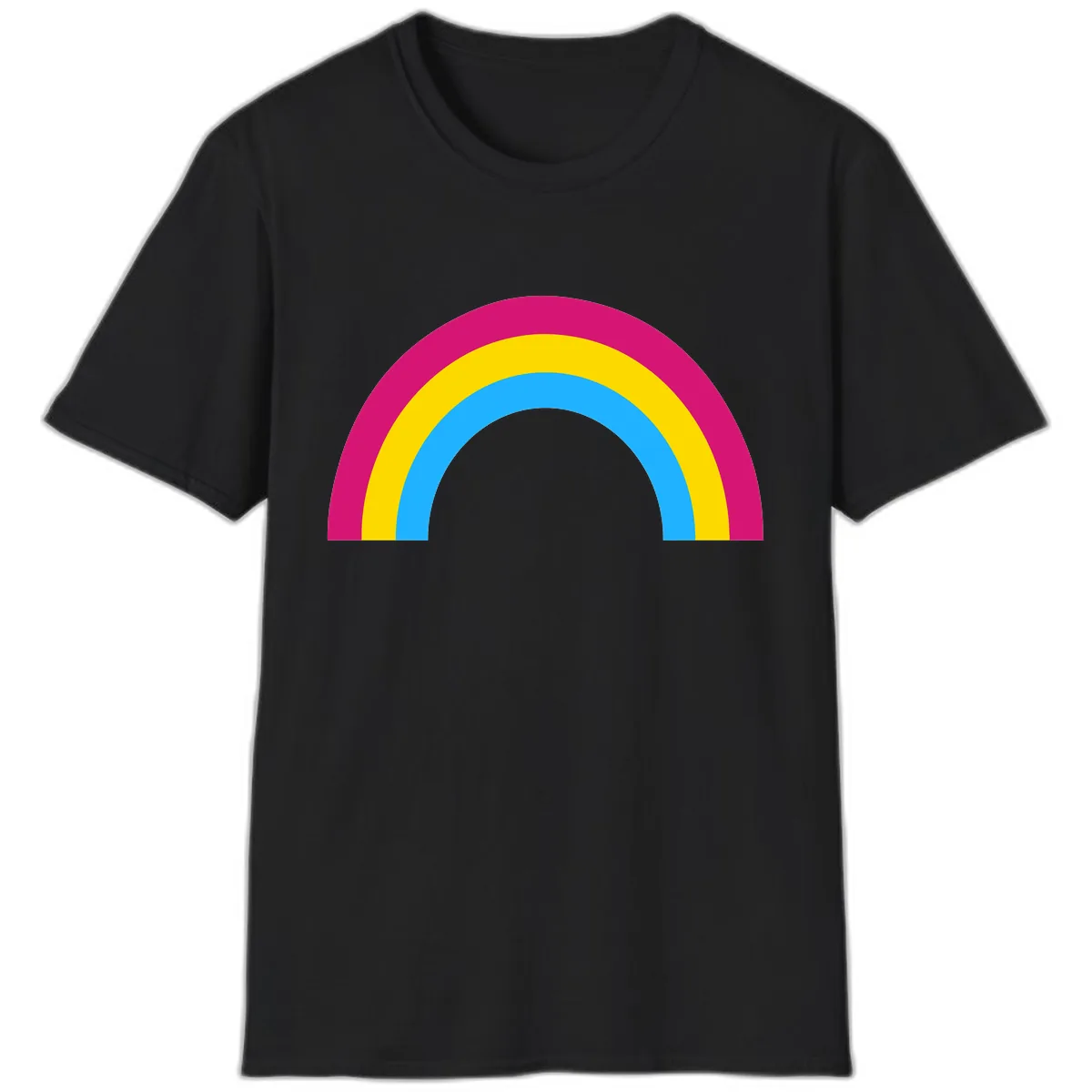 Colorful Rainbow Concentric Rings T-Shirt in Black