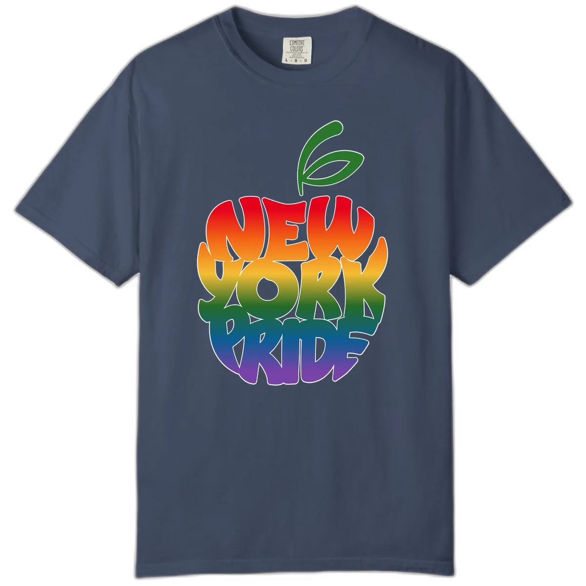 New York Pride Rainbow Apple Design Comfort Color in Midnight