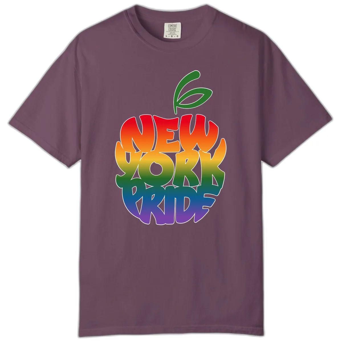 New York Pride Rainbow Apple Design Comfort Color in Berry