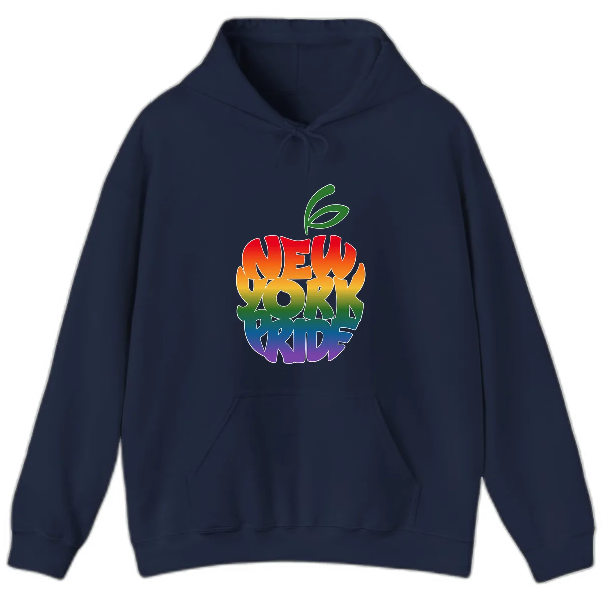 New York Pride Rainbow Apple Design Hoodie in Navy