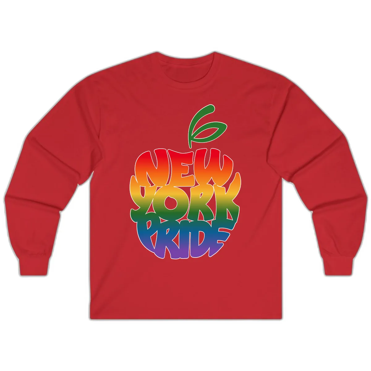 New York Pride Rainbow Apple Design Long Sleeve in Red