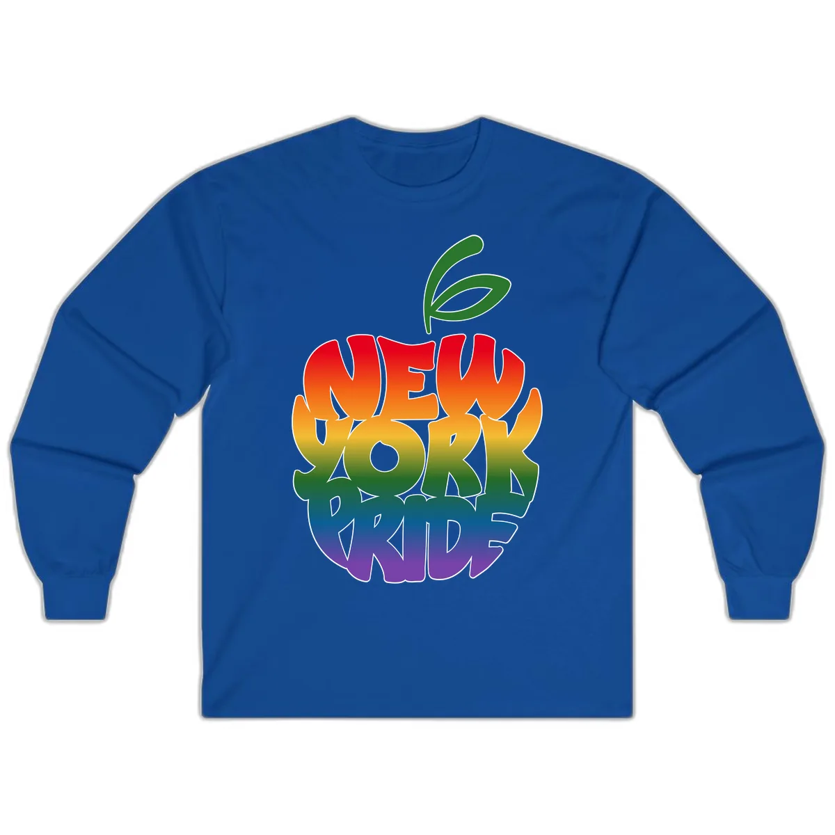 New York Pride Rainbow Apple Design Long Sleeve in Royal
