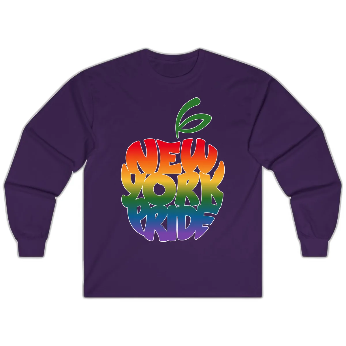 New York Pride Rainbow Apple Design Long Sleeve in Purple