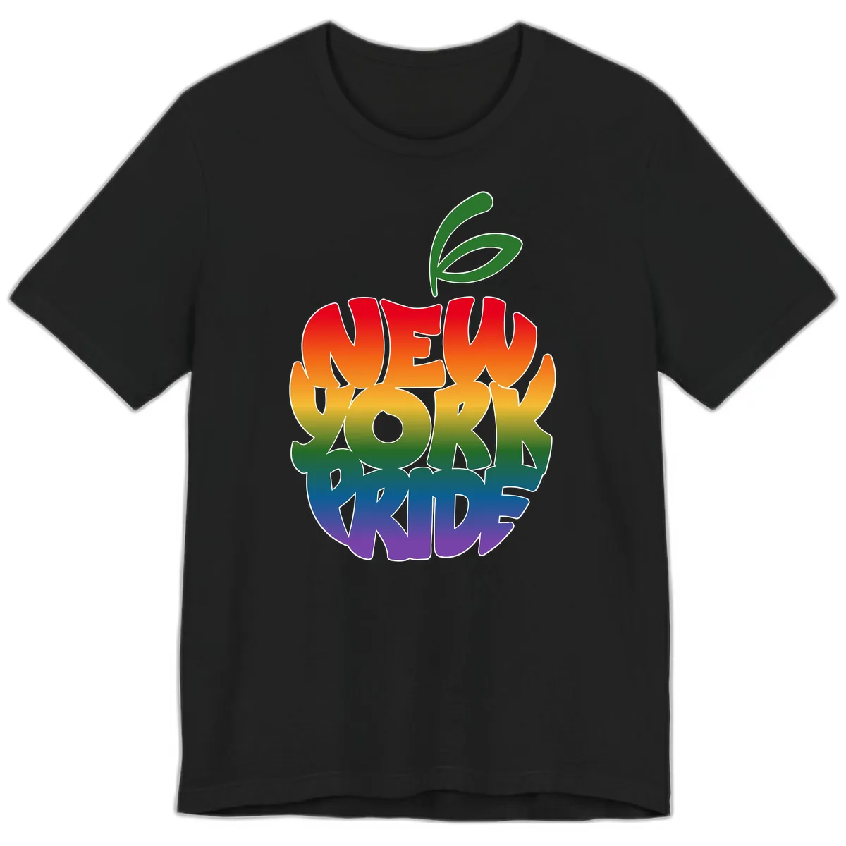 New York Pride Rainbow Apple Design Premium T-Shirt in Black