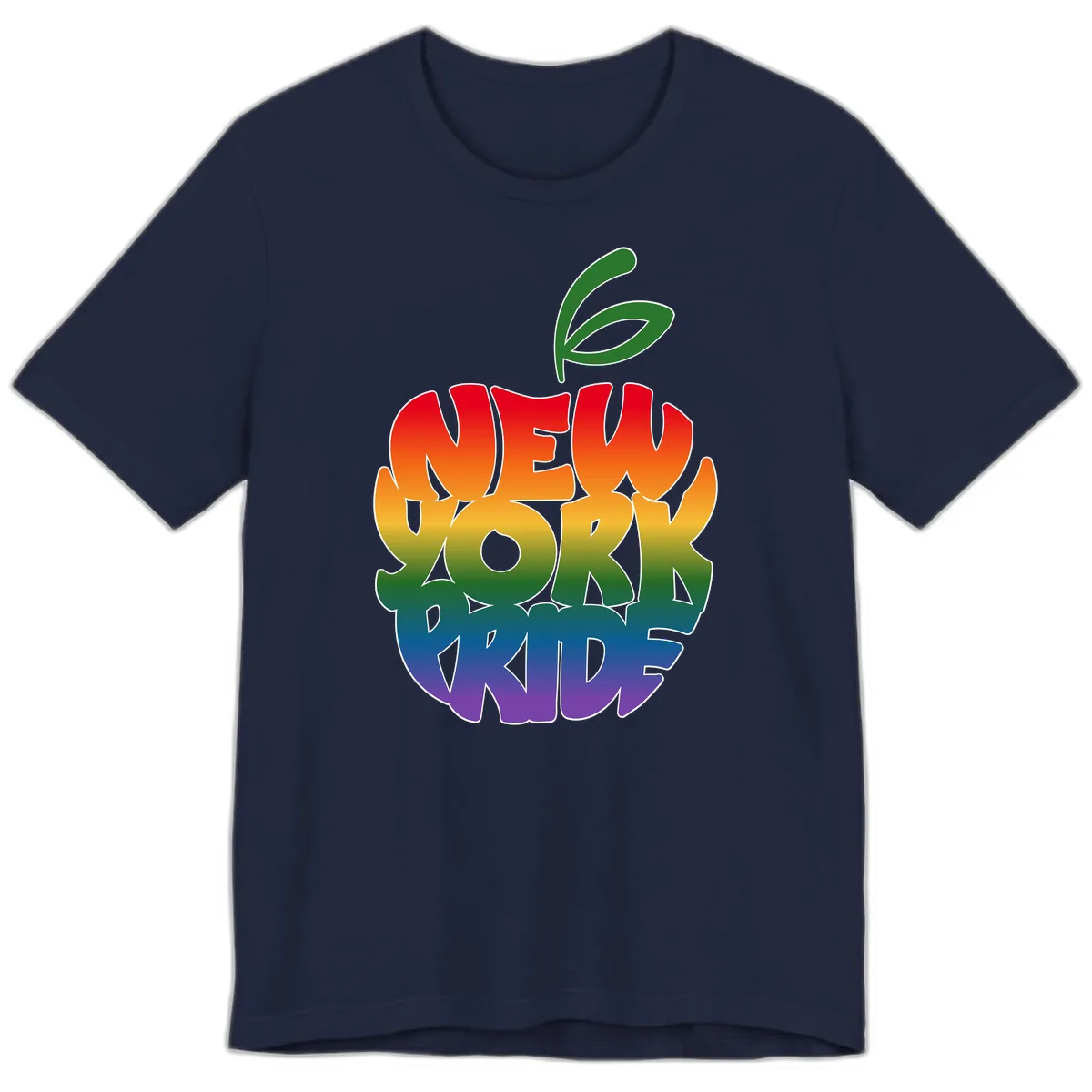 New York Pride Rainbow Apple Design Premium T-Shirt in Navy