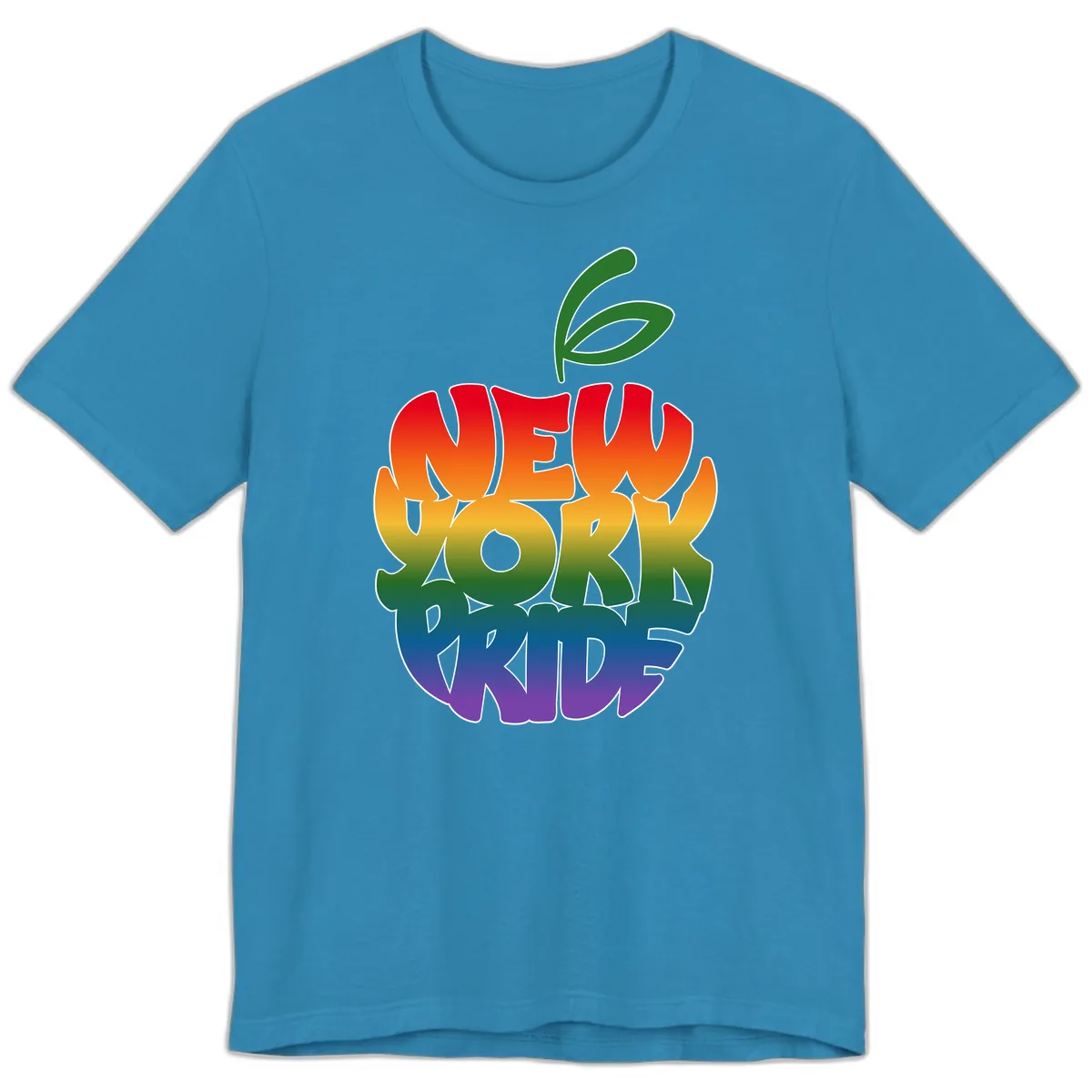 New York Pride Rainbow Apple Design Premium T-Shirt in Aqua