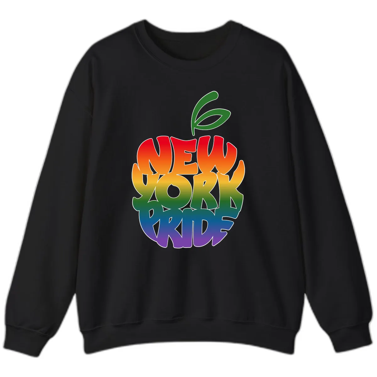 New York Pride Rainbow Apple Design Sweatshirt in Black