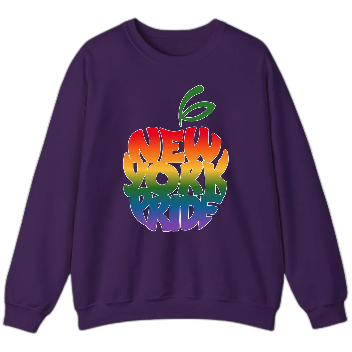 New York Pride Rainbow Apple Design Sweatshirt in Purple