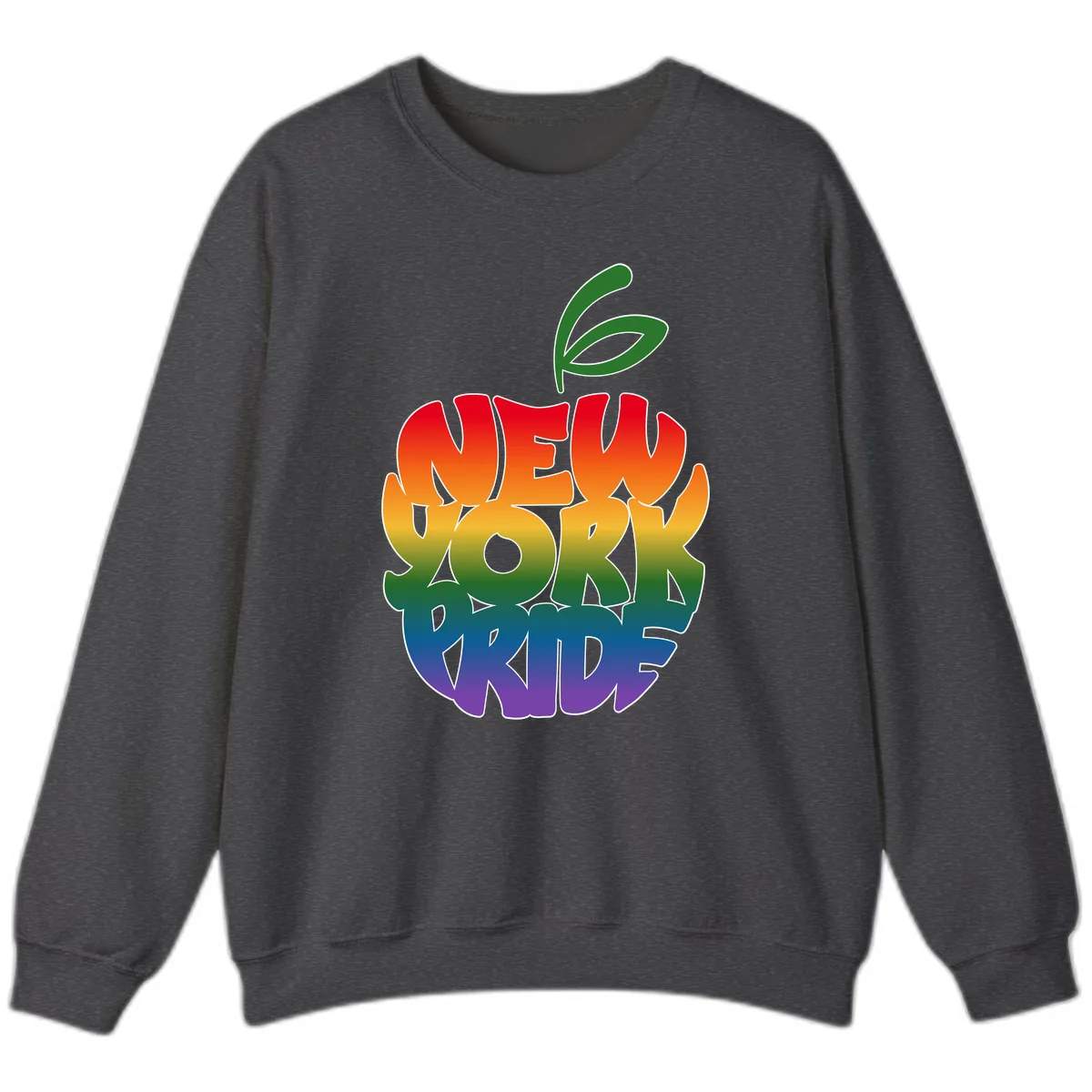 New York Pride Rainbow Apple Design Sweatshirt in Dark Heather