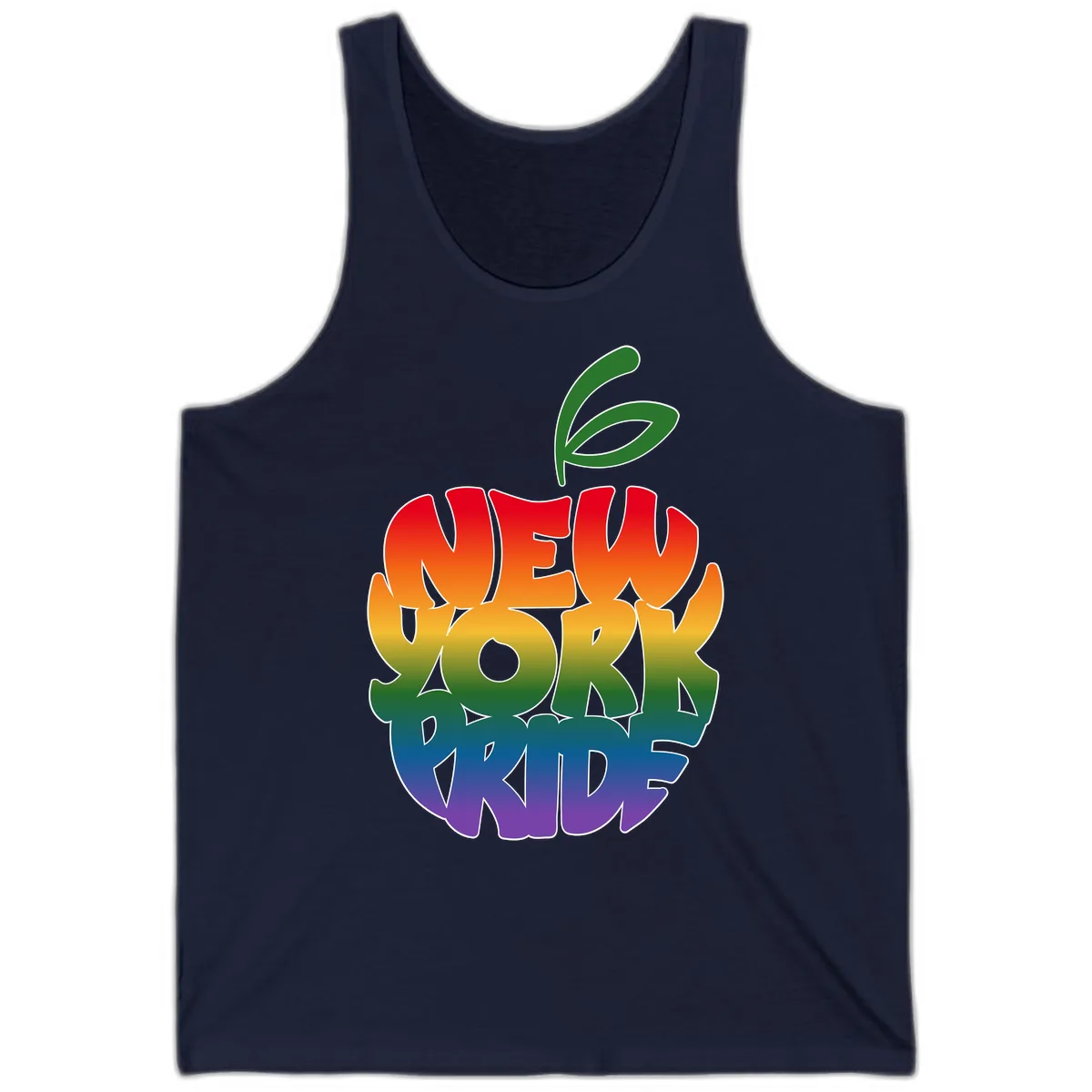 New York Pride Rainbow Apple Design Tank in Navy