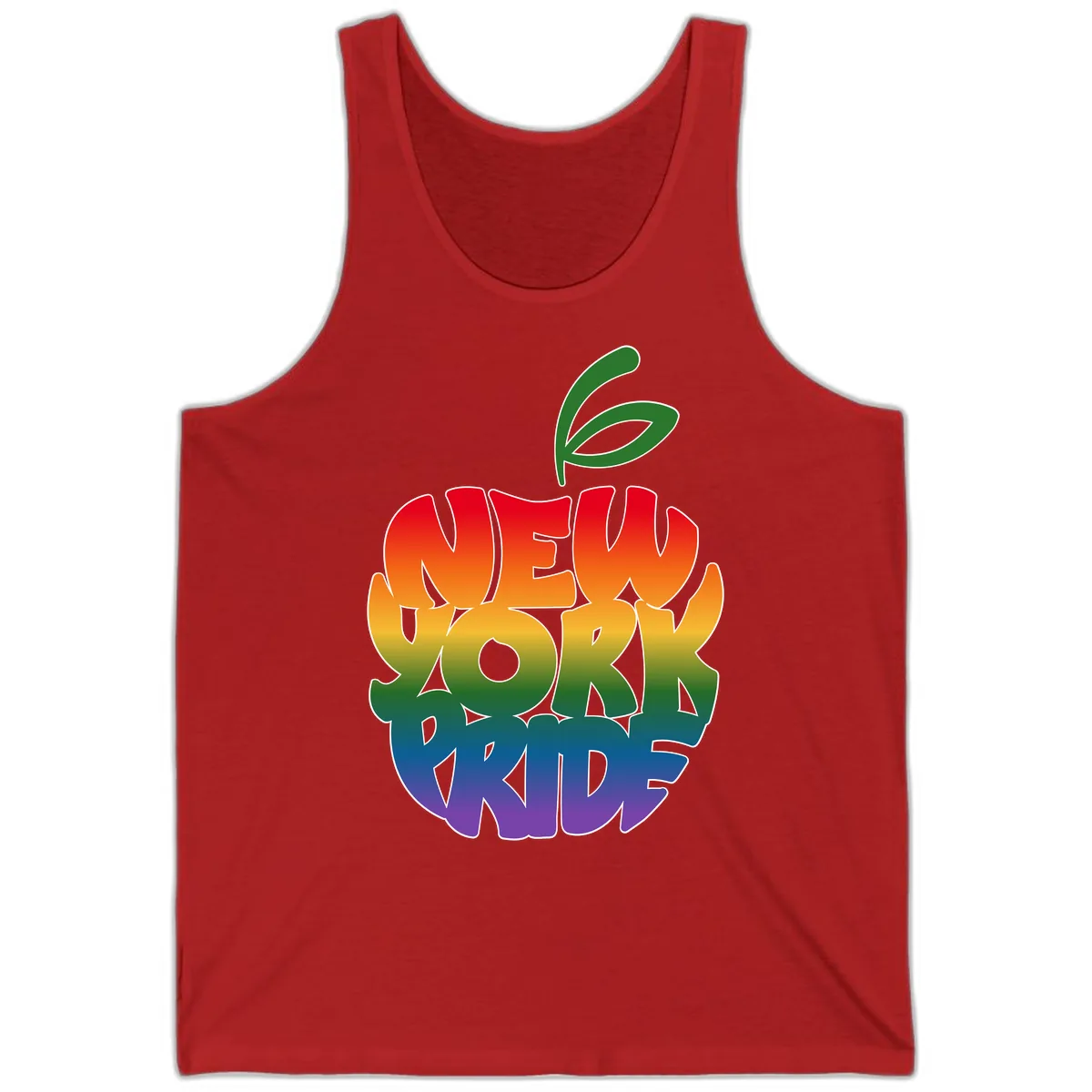 New York Pride Rainbow Apple Design Tank in Red