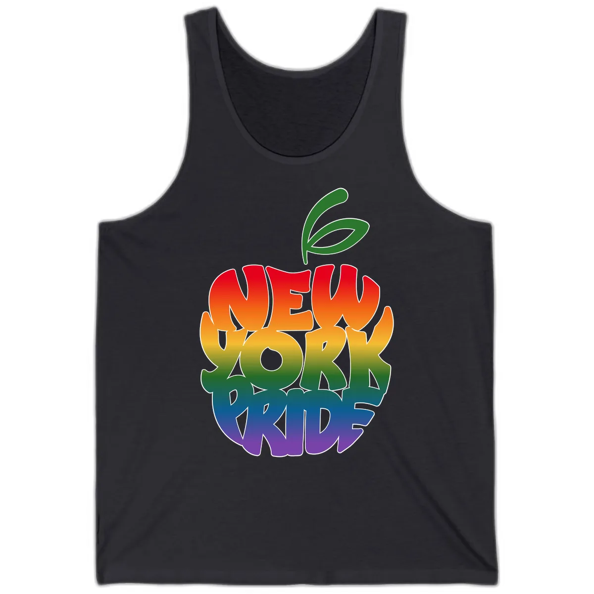 New York Pride Rainbow Apple Design Tank in Dark Grey