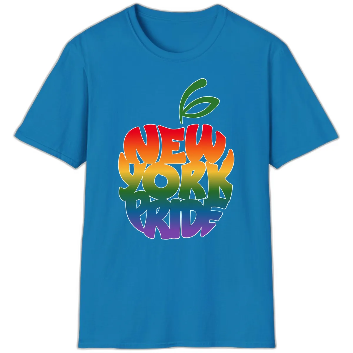 New York Pride Rainbow Apple Design T-Shirt in Sapphire